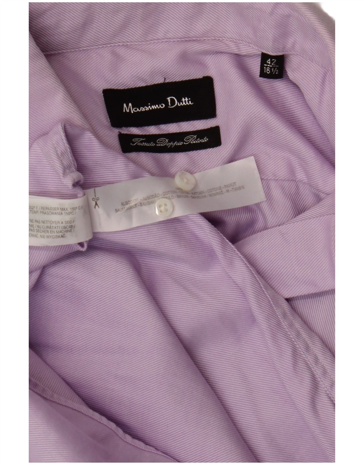 MASSIMO DUTTI Mens Shirt Size 42 16 1/2 Large Purple Pinstripe Cotton BG12 thumbnail 3