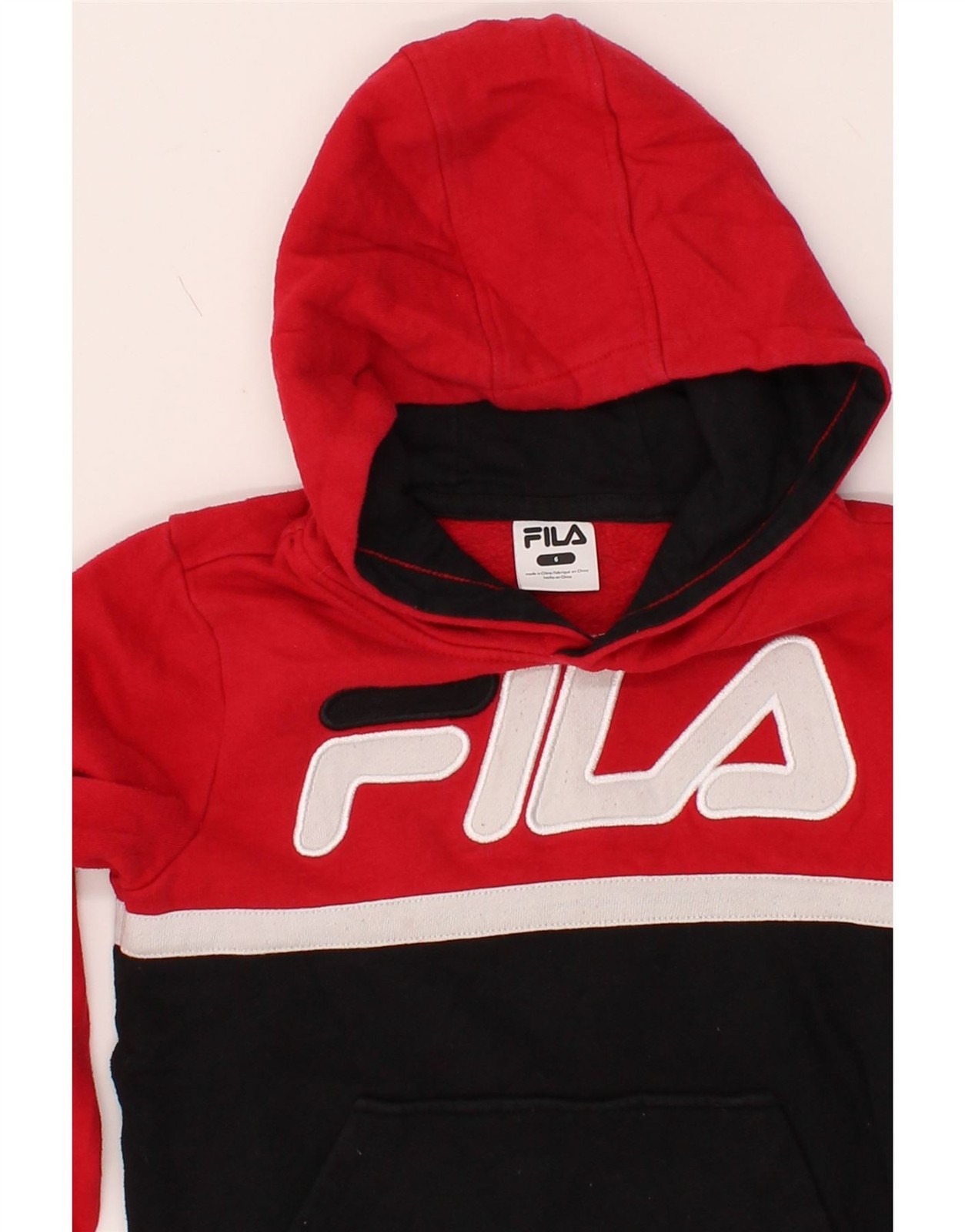 Felpa con cappuccio FILA ragazzo grafica 5 6 anni nero colorblock cotone GQ05