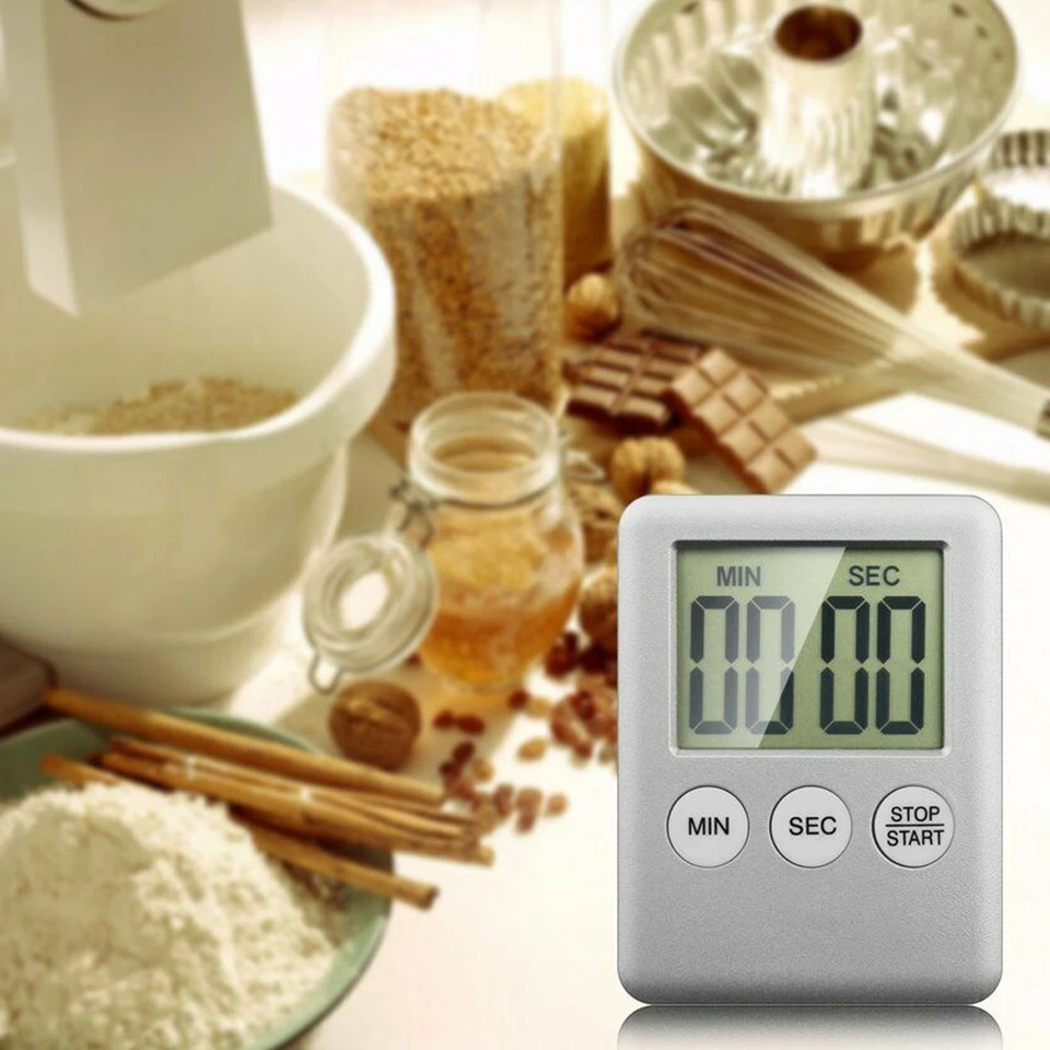 Cucinare Timer LCD Digitale Schermo Orologio Conto Alla Rovescia Magnetico - Immagine 3 di 4