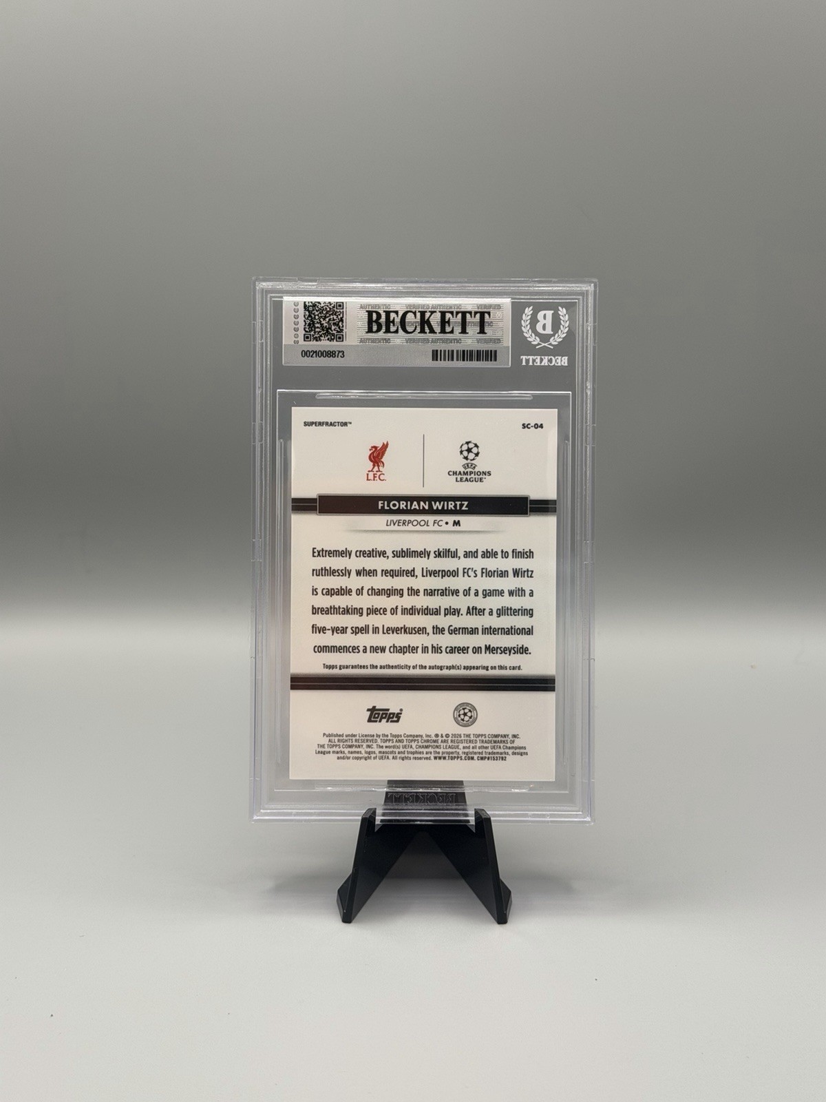 2026 Topps National NSCC Florian Wirtz Superfractor Auto 1/1 BGS 9 AUTO 10 view 3