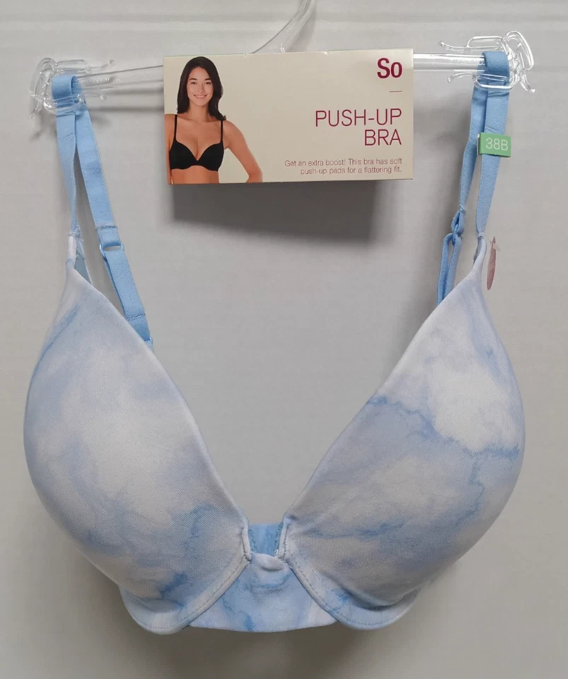 New Juniors' SO Push Up Bra ZG91B230R Size 38B Blue Swirl Tie Dye - Image 3 of 4