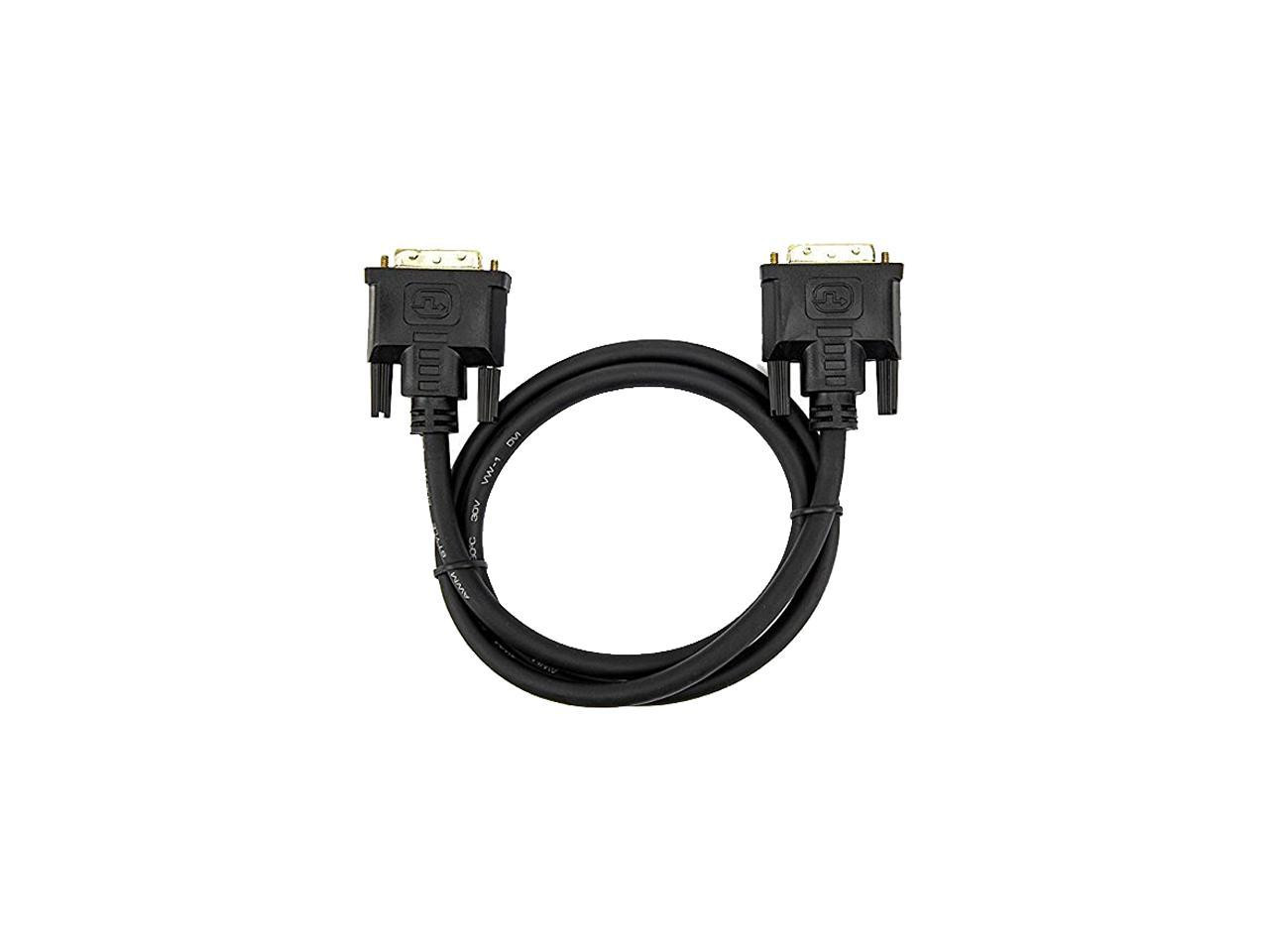 Rocstor Y10C186-B1 3Ft DVI Single Link M/M Cable DVI 18+1 Gold Plated Black
