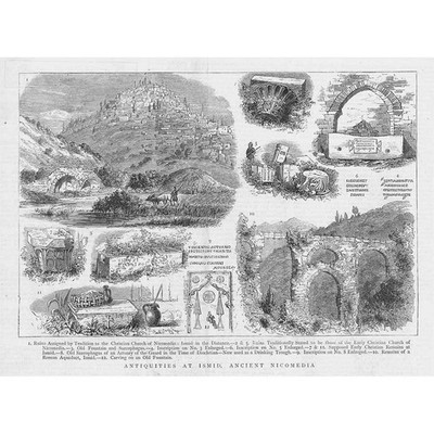 TÜRKEI Antiquitäten zu Ismid in alten Nikomedia - antiker Druck 1880