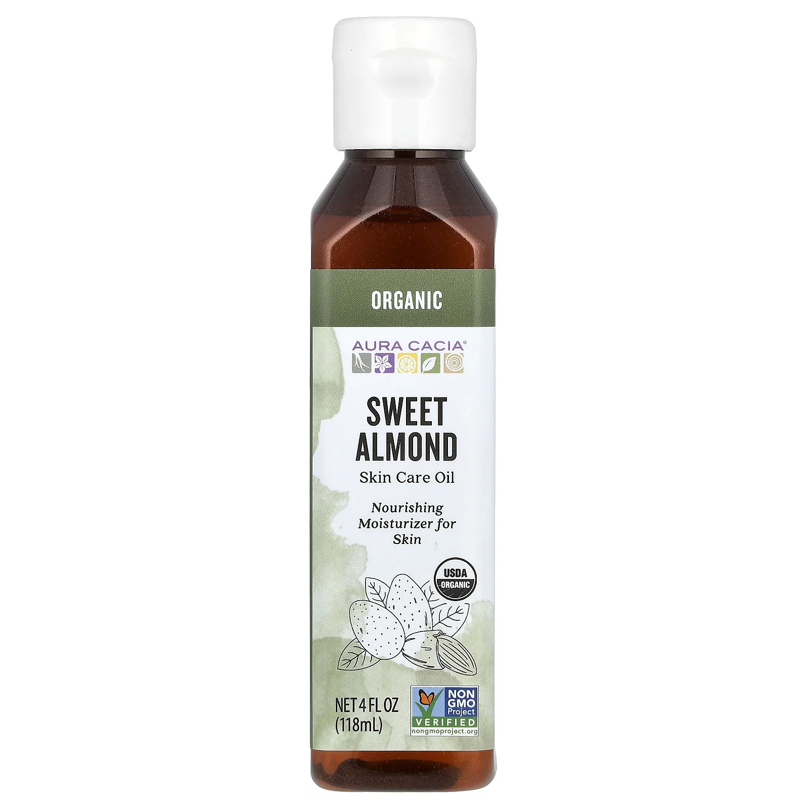 Organic, Skin Care Oil, Sweet Almond, 4 fl oz (118 ml)