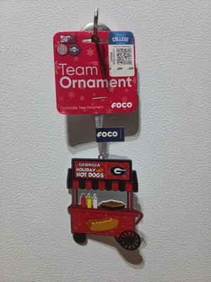 Forever Collectibles Georgia Holiday Hot Dog Cart Metal Ornament GA Bulldogs