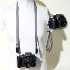 Handmade Grey Cotton Camera Strap Combo Neck Wrist 40"  Peak Design Anchors