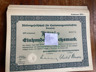 Lagerverkauf 100 AG für Cartonnagenindustrie Dresden 1933 100 RM VF