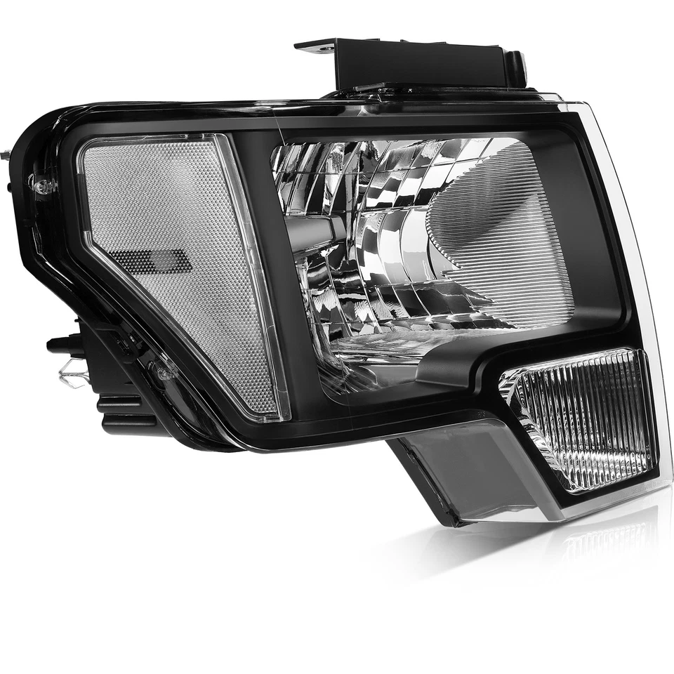 Fits 1909-2014 Ford F-150 Headlights Sssembly Black Housing Replacement One Pair - Image 2 of 4