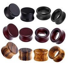 12pcs Vintage Natural Brown Black Wood Organic Ear Tunnel Plugs Stretcher