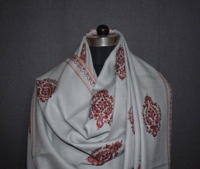 Authentic kashmir pashmina hand embroidered designer shawl big buti fine wool