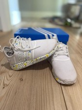 adidas White Kids Sneakers with Yellow Floral Midsole