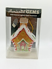 KURT ADLER ILLUMINATED GEMS USB LED LIGHTED GINGERBREAD HOUSE ORNAMENT NEW