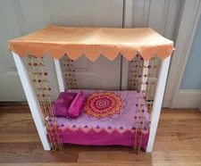 American Girl Doll Julie's Canopy Bed & Bedding Retired 2015 AG 18" Accessories 