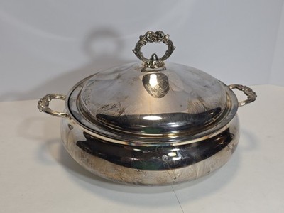 Vintage Silver Plated Covered Serving Bowl 12'' diameter Leonard 