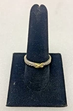 David Yurman Sterling & 18kt Yellow Gold Petite X Ring size 8.75/19.5mm - 878252