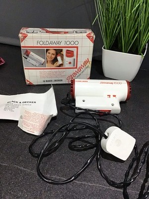 Black & Decker Stowaway Foldaway 1000 Haartrockner SW105 Boxed Vintage 1980 s Gebraucht
