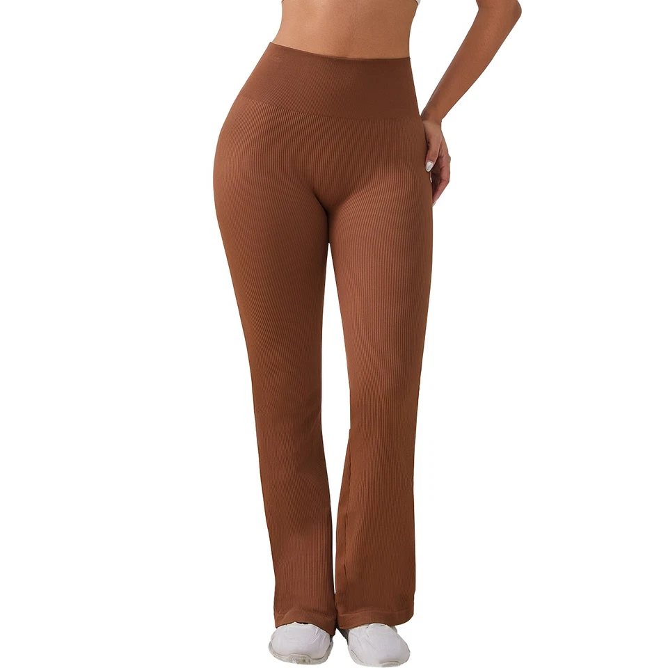 Bootcut Yoga Pants - Women's High Waist Ribbed Flare Leggings for Activewear - Image 2 of 4