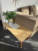 Vintage MCM Coffee Table Atomic Laminate Top Tapered Legs 1960s 90x43x33cm