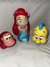 Disney Little Mermaid Bath Beach Toys Set of 3 Ariel Flounder  Sebastian