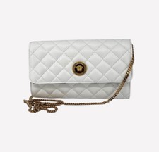 Versace Quilted Leather Icon Wallet On Chain White With Dust Bag