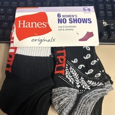 Hanes Originals Women's No Show Socks 6 Pair Women's Shoe Size 5-9