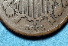 1864 US Two 2 Cent Piece / Good G / Full Date / Low Shipping