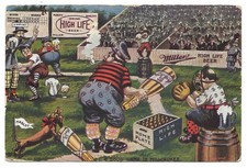 Baseball: Miller High Life Beer; Illustrated Comic Advertising Postcard ca. 1910