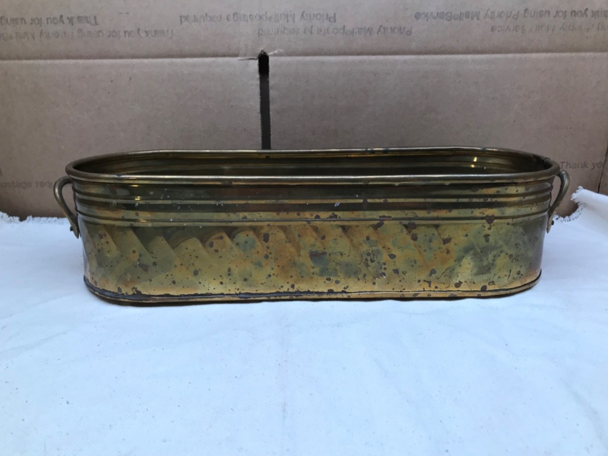 Vintage Hosley 12" brass Oval Planter with Handles Plant Pot Cachepot MCM |  eBay