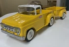 Vintage 1960s Tonka Pressed Steel Pickup Truck & Trailer. Repainted & Sharp.