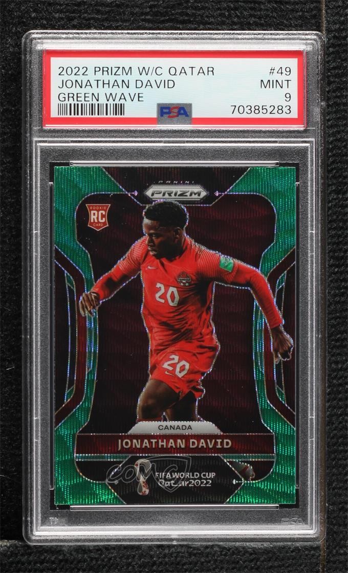 2022 Panini Prizm World Cup Qatar Green Wave Jonathan David #49 PSA 9 MINT 1oj5