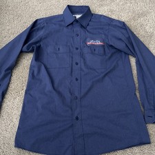 Cintas Comfortflex Pro Shirt Medium Long Sleeve Button Up Navy Blue