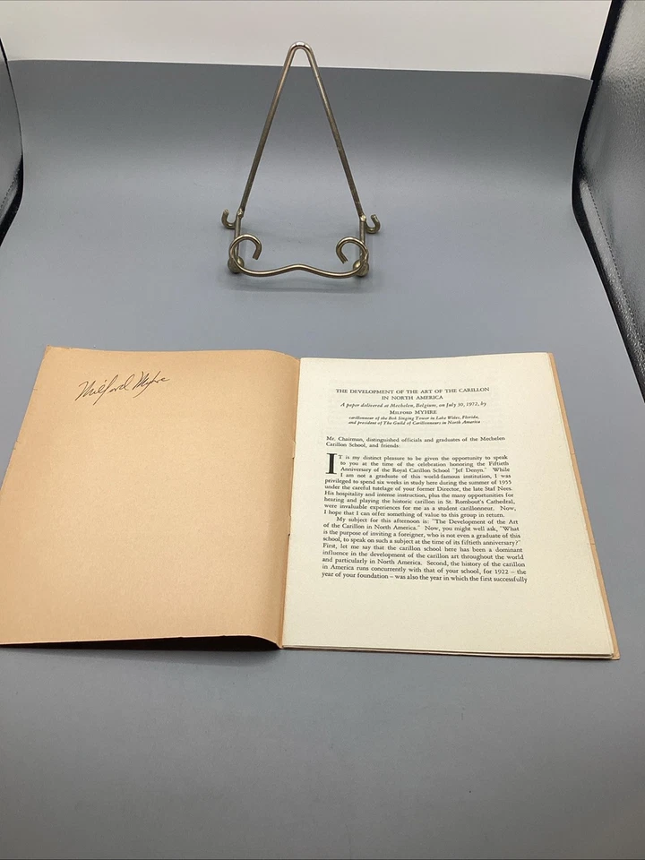 1972 Development of the Art of Carillon in North America SIGNED Milford Myhre - Image 2 of 4