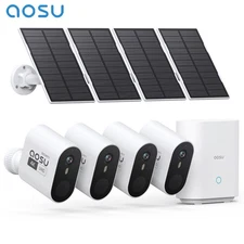AOSU 5MP Solar Security Cameras Outdoor Wireless,Home Security System 4-Cam Kit