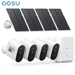 AOSU 5MP Solar Security Cameras Outdoor Wireless,Home Security System 4-Cam Kit