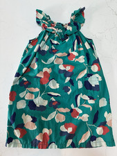 Tea Collection Girls Size 7 Green Floral Square Neck Ruffle Sundress Pockets