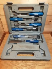 A Vintage Set Of Clarke Bevel Edge Chisels With Oil Stone In Presentation Box