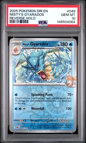 2025 POKEMON DRI EN-DESTINED RIVALS REVERSE HOLO #049 MISTY'S GYARADOS PSA 10