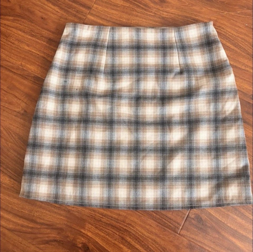 Antigua minifalda plisada a cuadros crema azul marino para mujer aspecto académico Y2K Foto 3 de 4