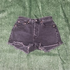 Levi s 501 Women s W26 Black Denim Cut Off Shorts 5-Pocket Button Fly
