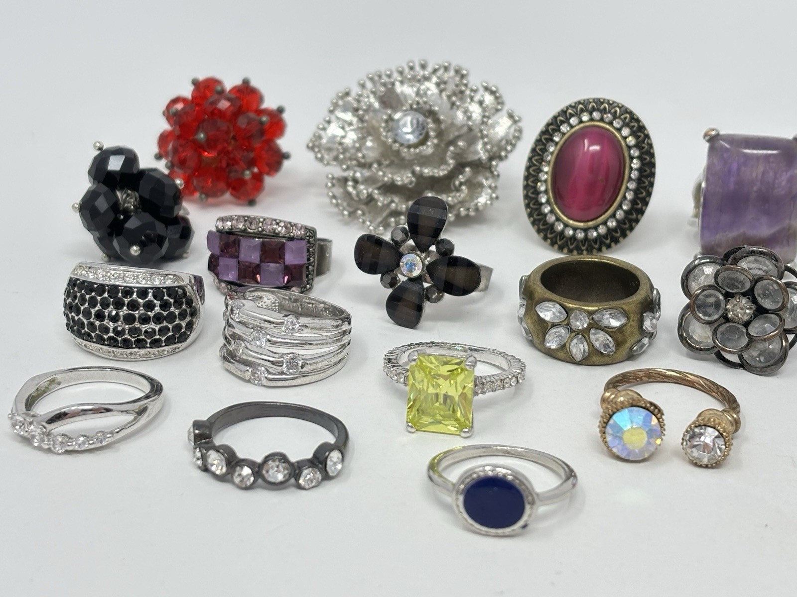 Chunky Rhinestone Statement Costume Cocktail Ring… - image 18