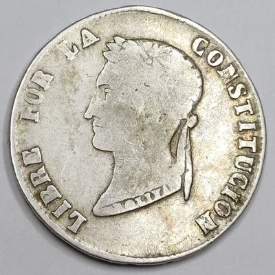 Rare Monnaie Argent, 4 Soles 1855 Potosi - BOLIVIA (13g) - Photo 1/4
