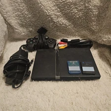 Sony PlayStation 2 Slim Charcoal Black Console (SCPH-75001) One Owner