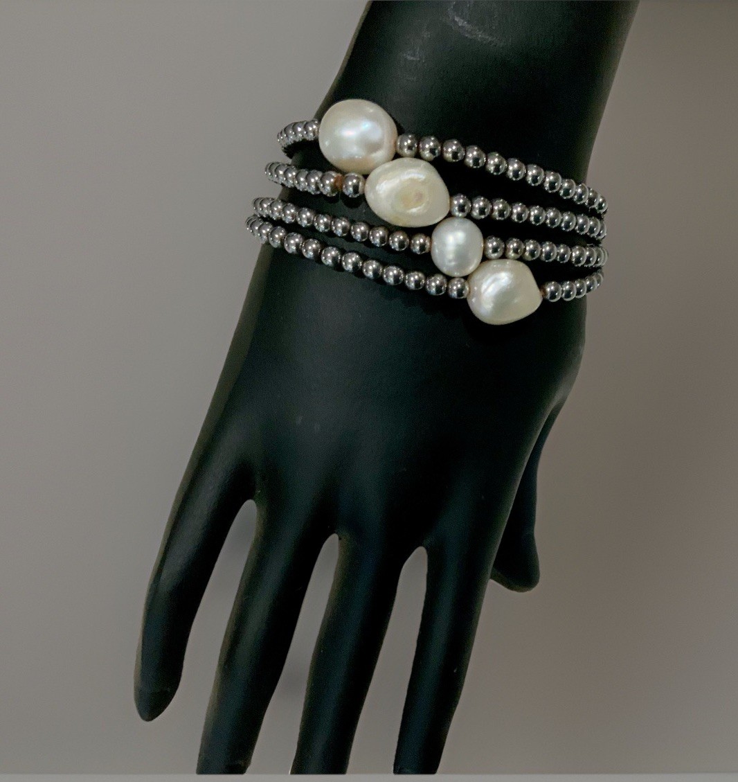Stackable Baroque Pearl Stretch Bracelets (4) Wit… - image 4