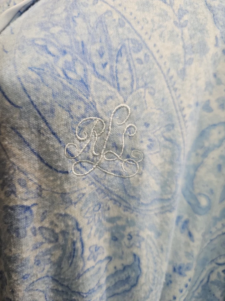 Bata envolvente floral de cachemira azul talla L de Lauren Ralph Lauren para mujer Cottagecore Foto 3 de 4