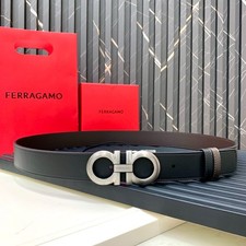 Ferragamo Reversible Leather Belt Gancini Buckle NEW