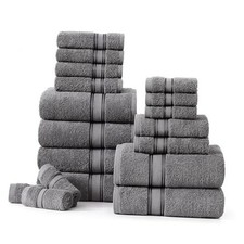 100 Mercerized Cotton Bath Towels Set of 18 18 Piece Towel Set 03: Cool Grey
