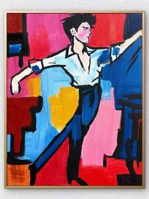 Original Expressionist Hand Painted 11x14 Acrylic Signed Canvas Art Opening Nigh