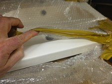 NEW: Designer L Shaped Cast Resin Cream / Off-white Bathroom Sink - BNIB