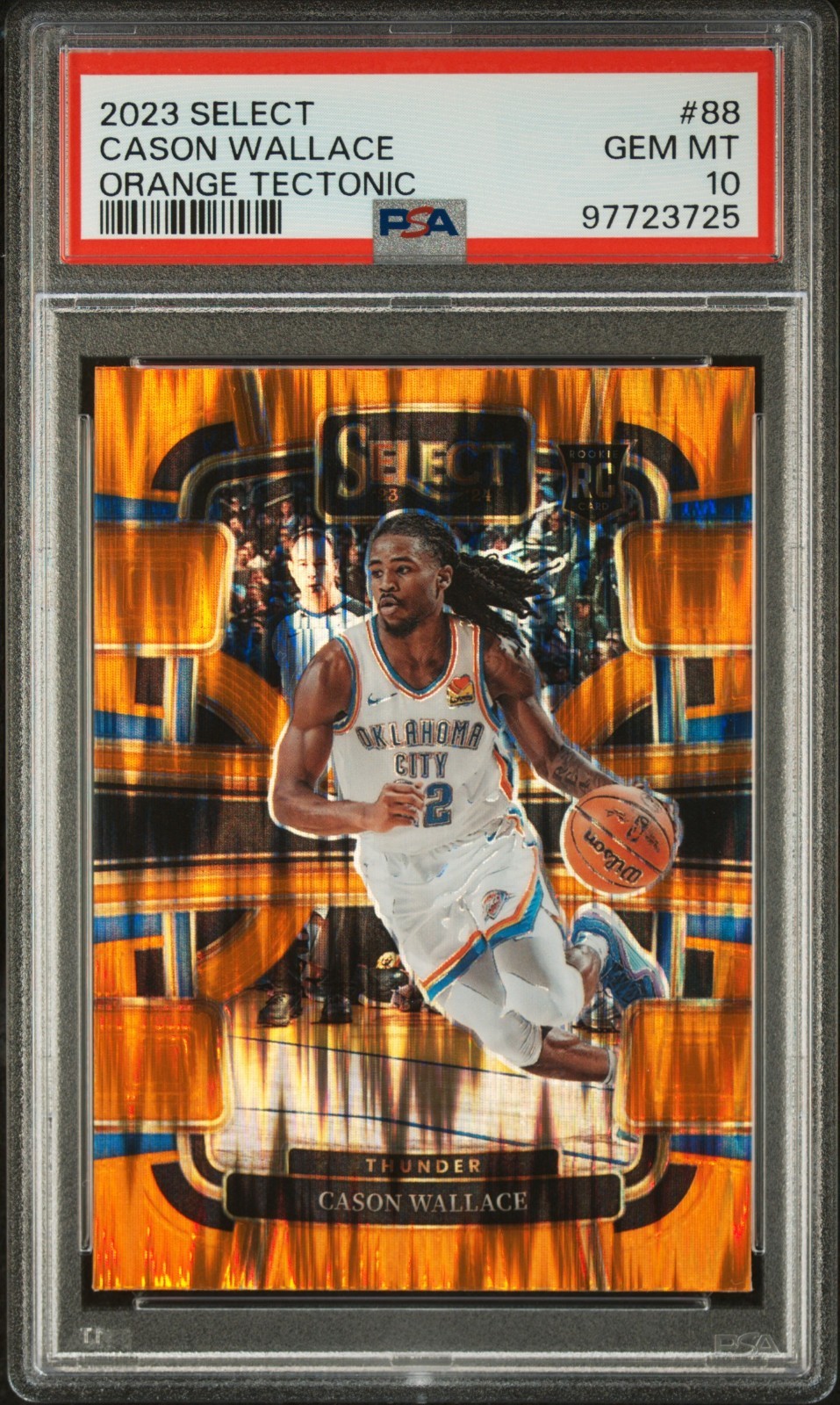 2023 Panini Select Cason Wallace RC ORANGE TECTONIC PSA 10 GEM MINT