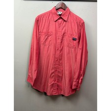 Zaxby's Button Down Mens Medium Red Work Shirt Long Sleeve Roll Tab Fast Food